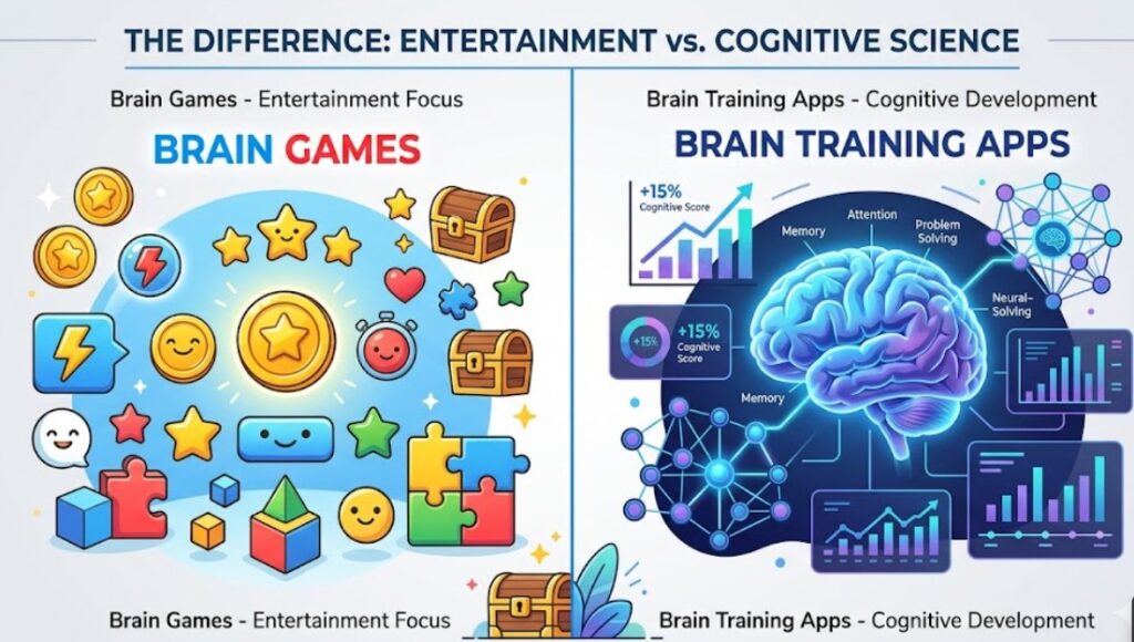 difference between brain games and brain training apps